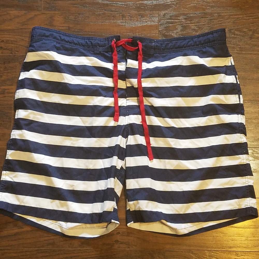 Blue and White Swim Trunks